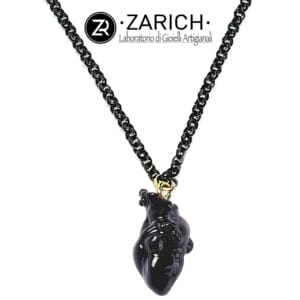 Collana cuore anatomico 3D resina black