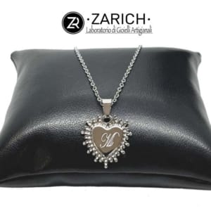 Collana cuore a fasce inciso