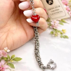 Bracciale bizantina cuore smaltato