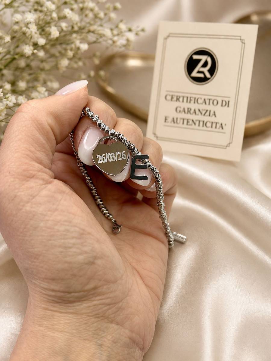 Bracciale nodino Cuore & Iniziale